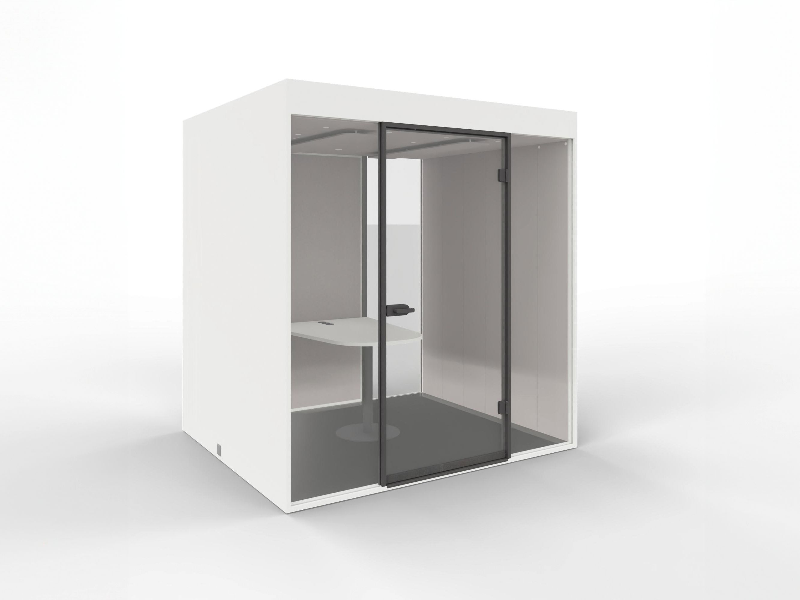 CEKA ClixsBox M2 als geschlossene MeetingBox mit Glastür und Tisch